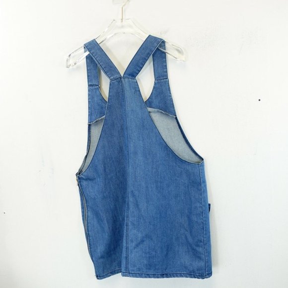 JOEOY Jumper Women's Light Blue Washed Denim LARGE Sleeveless Wide Strap Stretch - Picture 6 of 7